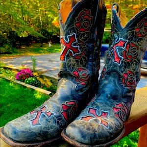 Corral rare rose cowgirl boots leather